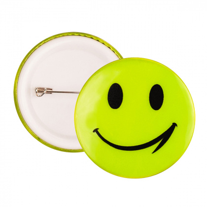 Reflektierender Ansteckbutton - gelbe Smiley